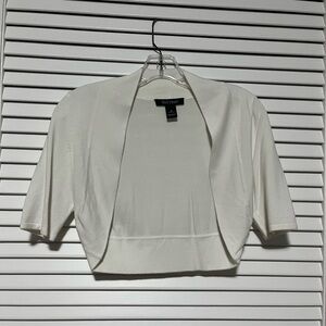 White House Black Market Ivory Open-Front Shrug Cardigan